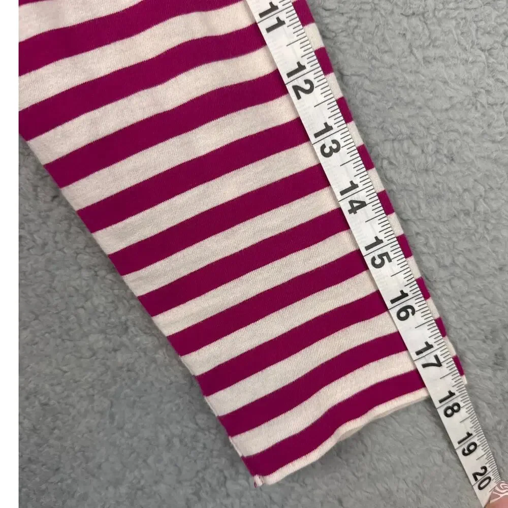 Ralph Lauren Sport Women's Striped V-Neck Top Pink White Size M Minimalist